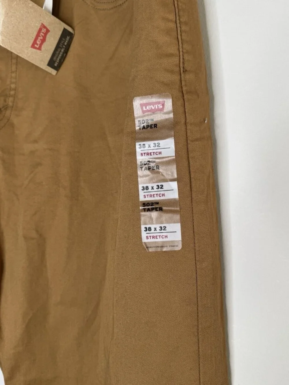 Levi’s 502 Taper 38 W 32 L Brown Jeans MRSP $69.50 Office Career Casual New NWT